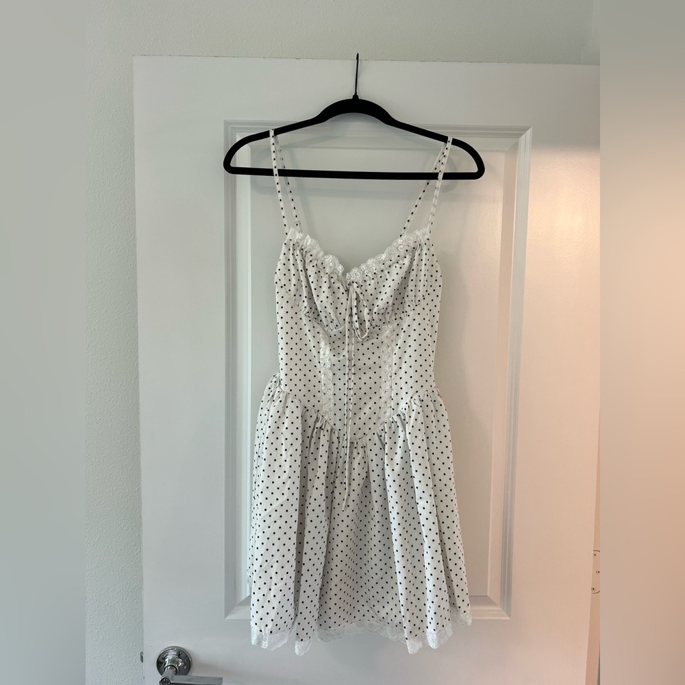 Elegant White Polka Dot Dress